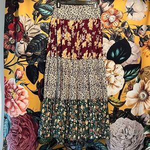 Floral Bohemian Maxi Skirt Elastic Waist